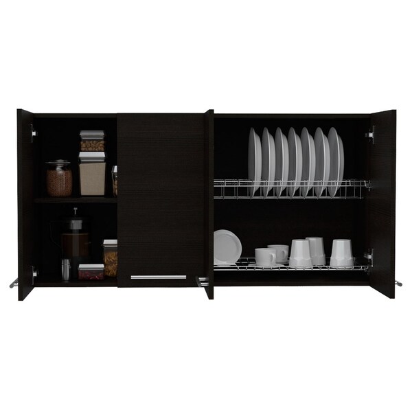 Tuhome 120 Wall Cabinet, Four Doors, Two Cabinets, Two Shelves, Black - GLW5586