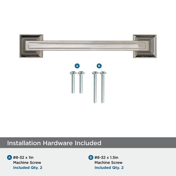 Amerock Mulholland 3-3/4 inch 96mm Center-to-Center Polished Nickel Cabinet Pull - 2000732