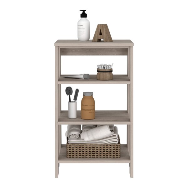 Tuhome St. Clair Linen Cabinet, Two Interior Shelves, Two Open Shelves, Single Door, Light Gray - MLZ7127