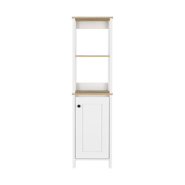Tuhome St. Clair Linen Cabinet, Two Interior Shelves, Two Open Shelves, Single Door, Light Oak/White - MDB7122