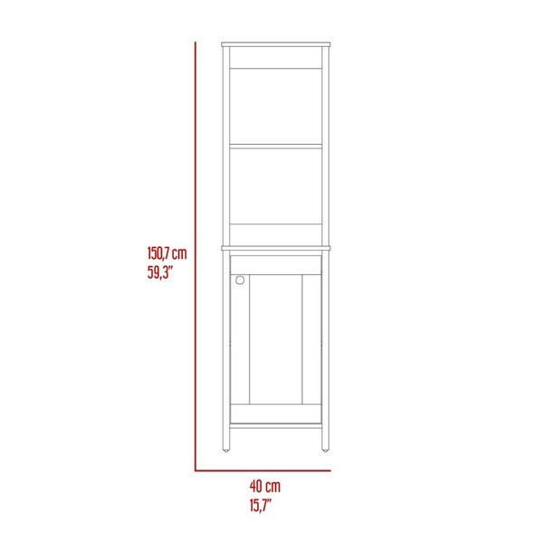 Tuhome St. Clair Linen Cabinet, Two Interior Shelves, Two Open Shelves, Single Door, Light Oak/White - MDB7122
