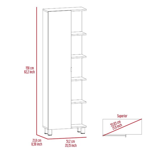Tuhome Urano Mirror Linen Cabinet, Four Interior Shelves, Five External Shelves, Black - MLW5548