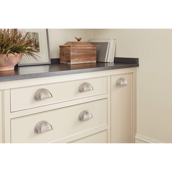 Amerock Cup Pulls 3 in 76 mm Center-to-Center Satin Nickel Cabinet Cup Pull - BP53010G10