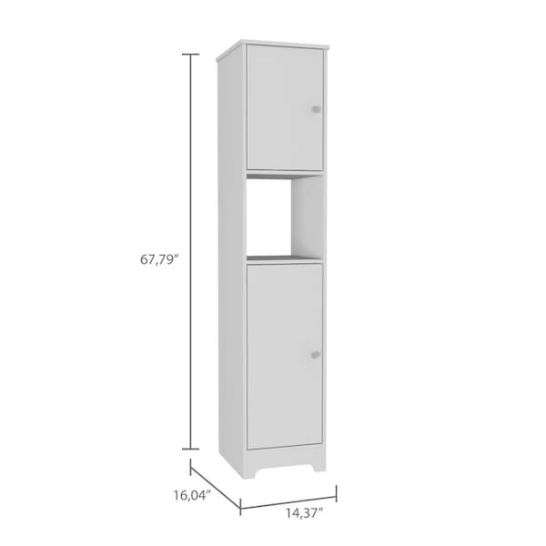Tuhome Ibis Linen Cabinet, Double Doors, Four Interior Shelves, Two Cabinets, White - MLB4769