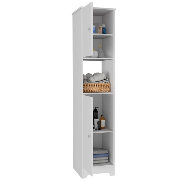 Tuhome Ibis Linen Cabinet, Double Doors, Four Interior Shelves, Two Cabinets, White - MLB4769