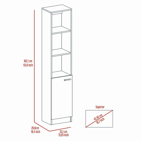 Tuhome Malaga Linen Cabinet, Two Interior Shelves, Three External Shelves, Single Door, Black - MLW5538