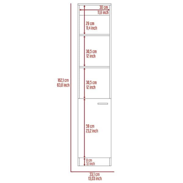 Tuhome Malaga Linen Cabinet, Two Interior Shelves, Three External Shelves, Single Door, Black - MLW5538