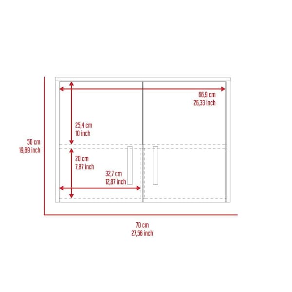 Tuhome Storage Cabinet, Wall Cabinet, Three Interior Shelves, Double Door, Black - WCN6775