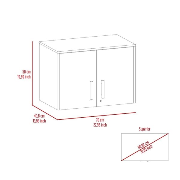 Tuhome Storage Cabinet, Wall Cabinet, Three Interior Shelves, Double Door, Black - WCN6775