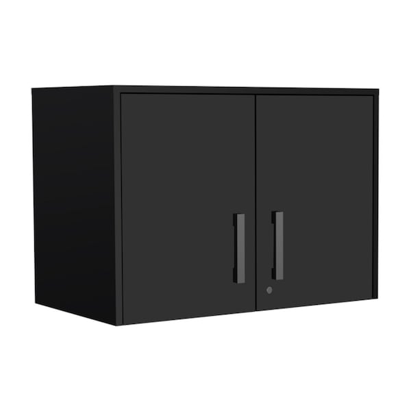 Tuhome Storage Cabinet, Wall Cabinet, Three Interior Shelves, Double Door, Black - WCN6775