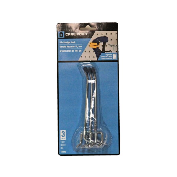 Crawford Crawford Zinc Plated Silver Steel 4 in. Peg Hooks 3 pk - 18340
