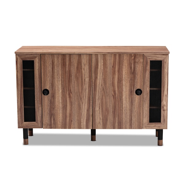 Baxton Studio Valina 2-Door Wood Entryway Shoe Storage Cabinet with Screen Inserts - 155-9282