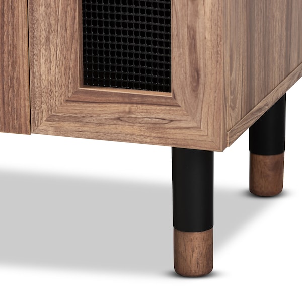 Baxton Studio Valina 2-Door Wood Entryway Shoe Storage Cabinet with Screen Inserts - 155-9282