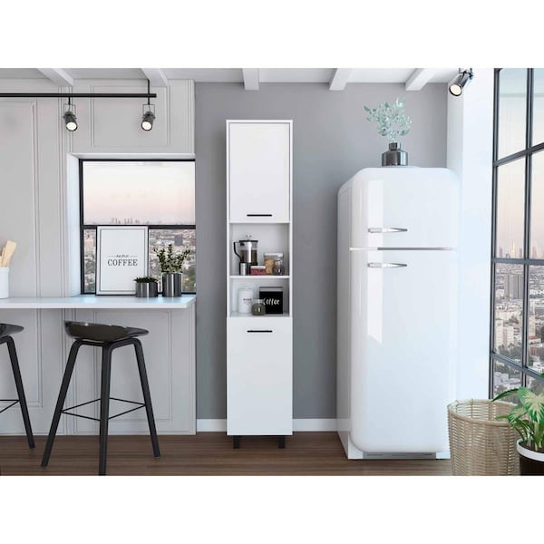 Homeroots 78 in. Modern White Sleek & Tall Pantry Cabinet - 403771