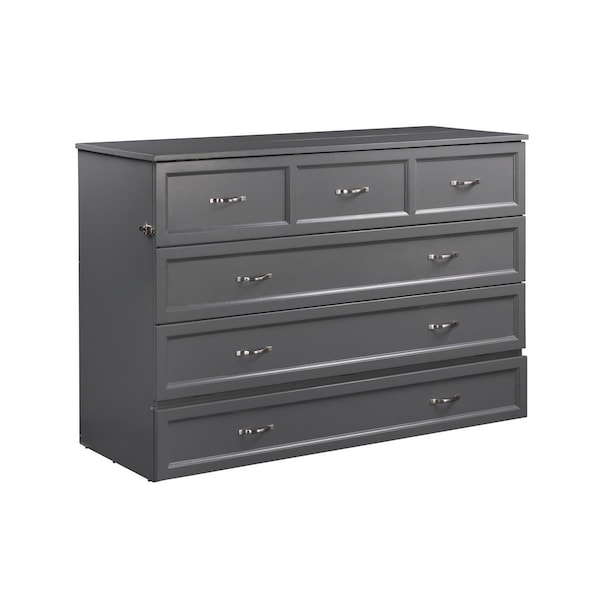Atlantic Furniture Deerfield Murphy Bed Chest with Charging Station - Grey, Queen Size - AC584149