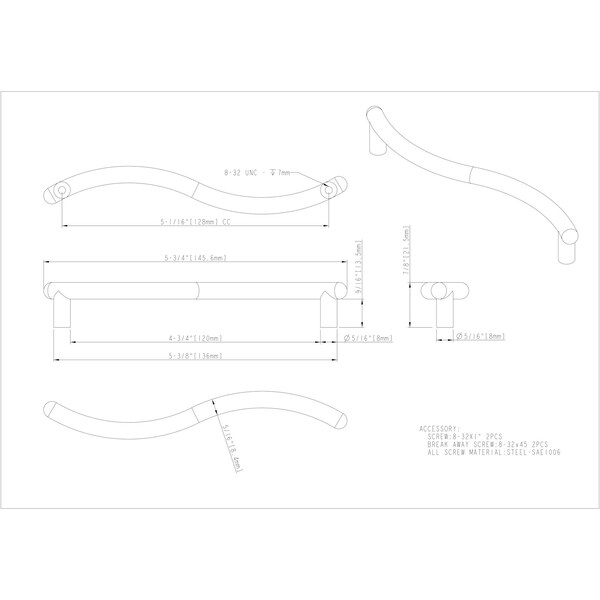 Elements By Hardware Resources 128 mm Center-to-Center Brushed Chrome Wavy Capri Cabinet Pull - Z205BC