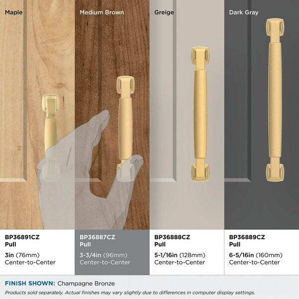 Amerock Stature 3-3/4 in 96 mm Center-to-Center Champagne Bronze Cabinet Pull - BP36887CZ