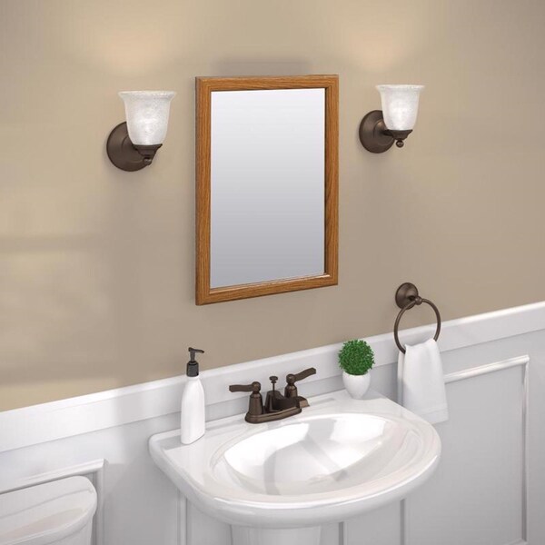 Zenith Metal Zenna Home 21-3/4 in. H X 16.13 in. W X 4.5 in. D Rectangle Oak Medicine Cabinet - K268