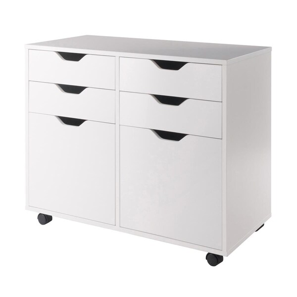 Winsome Wood 26.3 x 32.1 x 15.9 in. Halifax 2 Section Mobile Storage Cabinet, White - 10622