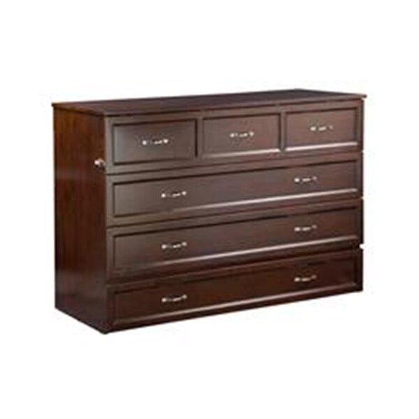 Atlantic Furniture Deerfield Murphy Bed Chest with Charging Station - Antique Walnut, Queen Size - AC584144