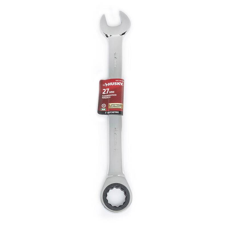Husky 27 mm 12-Point Ratcheting Combination Wrench - HRW27MM