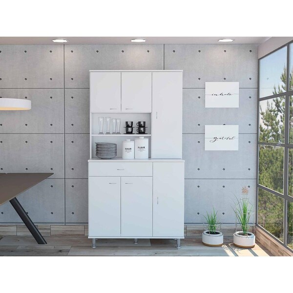 Gfancy Fixtures White Pantry Cabinet with Multiple Storage Shelves - GF2456805