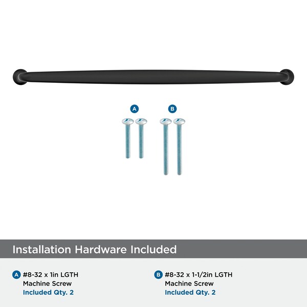Amerock Renown 12-5/8 inch 320mm Center-to-Center Matte Black Cabinet Pull - BP36989FB