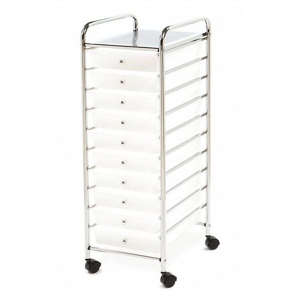 Seville Classics Organizer Cart, 10-Drawer, Frosted White - SHE16218WB
