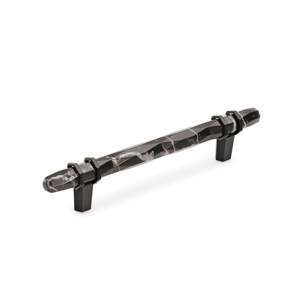 Amerock Carrione 5-1/16 in 128 mm Center-to-Center Marble Black/Black Bronze Cabinet Pull - BP36649MBKBBR