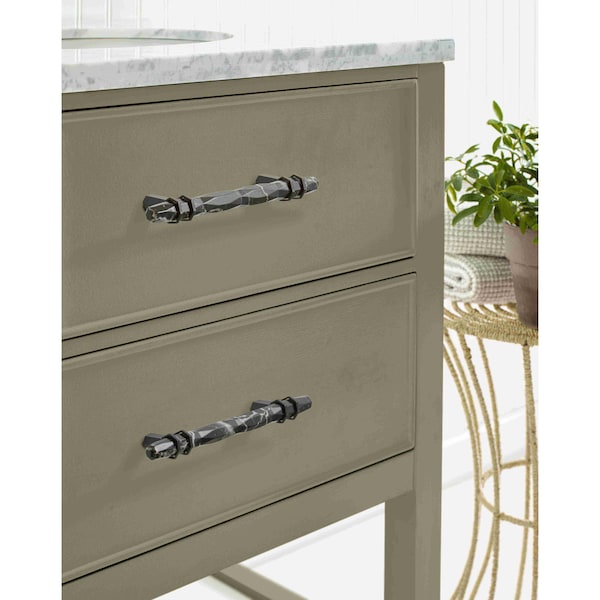 Amerock Carrione 5-1/16 in 128 mm Center-to-Center Marble Black/Black Bronze Cabinet Pull - BP36649MBKBBR