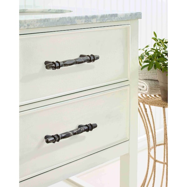 Amerock Carrione 5-1/16 in 128 mm Center-to-Center Marble Black/Black Bronze Cabinet Pull - BP36649MBKBBR