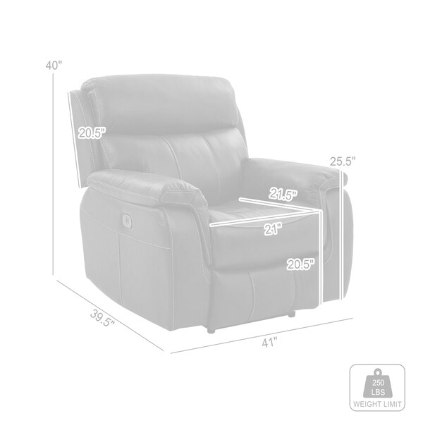 Armen Living Montague Dual Power Headrest and Lumbar Support Recliner Chair in Genuine Brown Leather - LCMN1BR