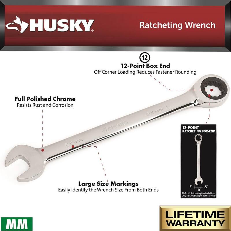 Husky 20 mm 12-Point Metric Ratcheting Combination Wrench - HRW20MM