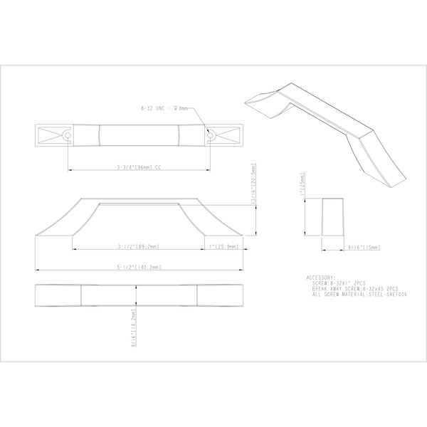Jeffrey Alexander 96 mm Center-to-Center Brushed Pewter Square Royce Cabinet Pull - 798-96BNBDL