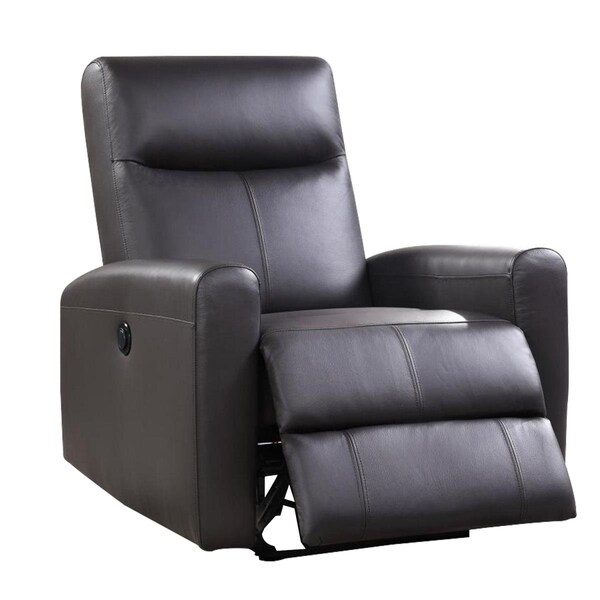 Benzara Leatherette Power Recliner with Tufted Back, Brown - BM230146