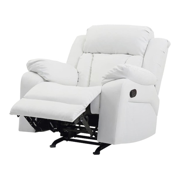 Passion Furniture Daria White Faux Leather Upholstery Reclining Chair - PF-G682-RC