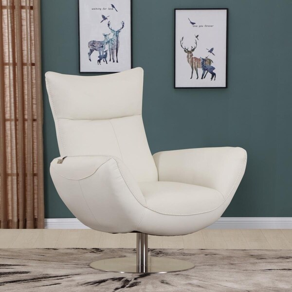 Gfancy Fixtures 43 in. Contemporary White Leather Lounge Chair - GF3717967
