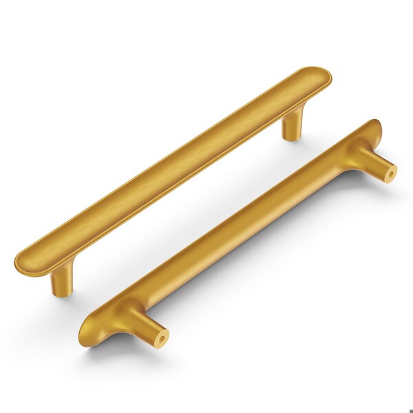 Hickory Hardware Maven Collection Pull 6-5/16 Inch 160mm Center to Center Brushed Golden Brass Finish - H078781BGB