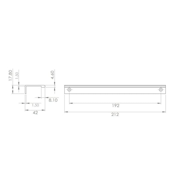Richelieu 7 9/16 in (192 mm) Center-to-Center Chrome Contemporary Edge Cabinet Pull - BP9898192140
