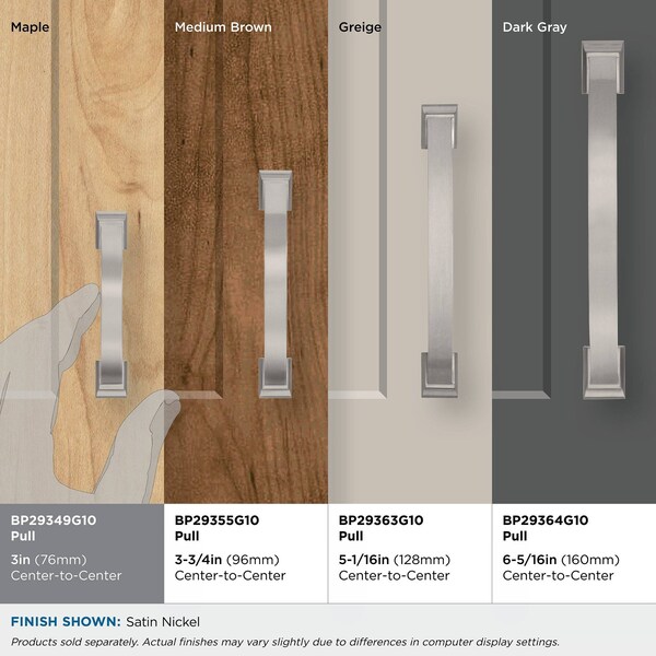 Amerock Candler 3 in 76 mm Center-to-Center Satin Nickel Cabinet Pull - BP29349G10