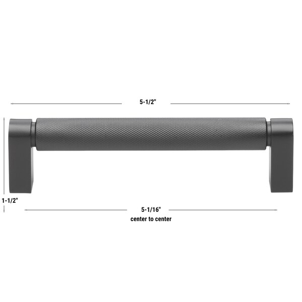 Gliderite Hardware 5-1/16 in. Center to Center Knurled Bar Pull Matte Black - 4788-128-MB-1