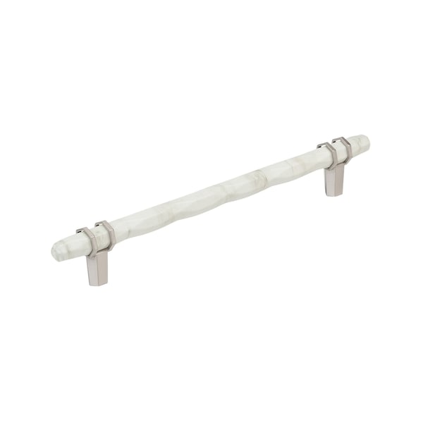 Amerock Carrione 8 inch 203mm Center-to-Center Marble White/Satin Nickel Cabinet Pull - BP36663MWG10