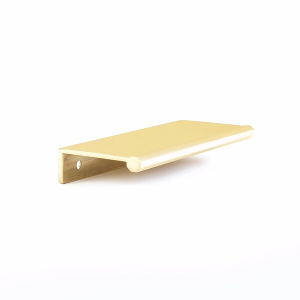 Schaub 4in Center to Center Baker Edge Pull Unlacquered Brass Finish - 10021-UNBR