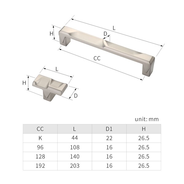 Sapphire Geiger Series 5 in. 128 mm Center-to-Center Modern Satin Nickel Cabinet Handle/Pull, 5PK - SP-3771-128-SN-5