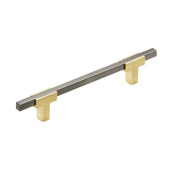 Amerock Urbanite 5-1/16 in 128 mm Center-to-Center Brushed Gold/Black Chrome Cabinet Pull - BP778128BGLBCR