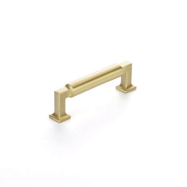 Schaub 3-1/2in Center to Center Haniburton Cabinet Pull Satin Brass Finish - 477-SB