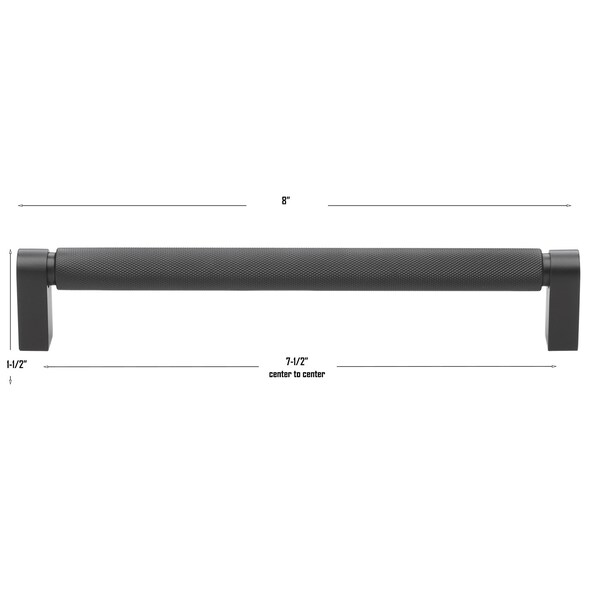 Gliderite Hardware 7-9/16 in. Center to Center Knurled Bar Pull Matte Black, 5PK - 4788-192-MB-5