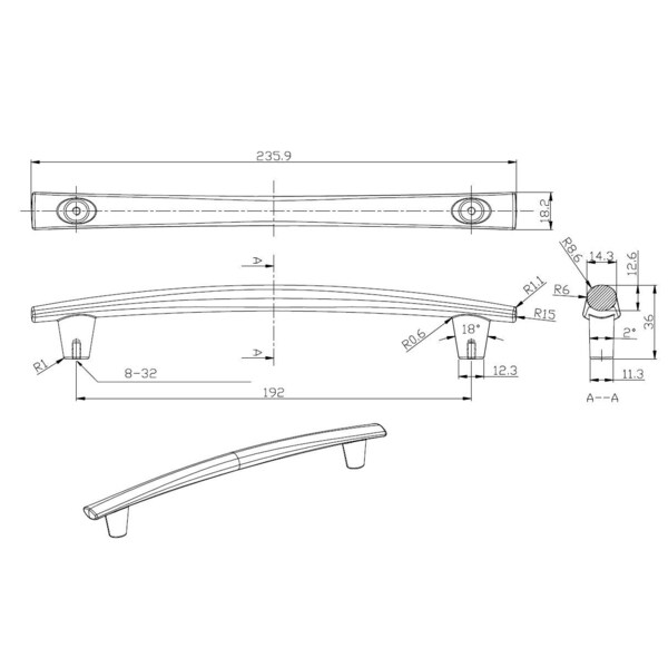 Richelieu 7 9/16 in (192 mm) Center-to-Center Brushed Nickel Contemporary Drawer Pull - BP2323192195