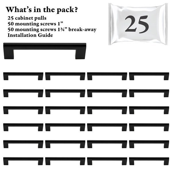 Designperfect 5 1/16'' Center-to-Center Bar Pull, 25PK - DPA25S104BLK