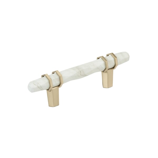 Amerock Carrione 3 inch 76mm Center-to-Center Marble White/Golden Champagne Cabinet Pull - BP36639MWBBZ